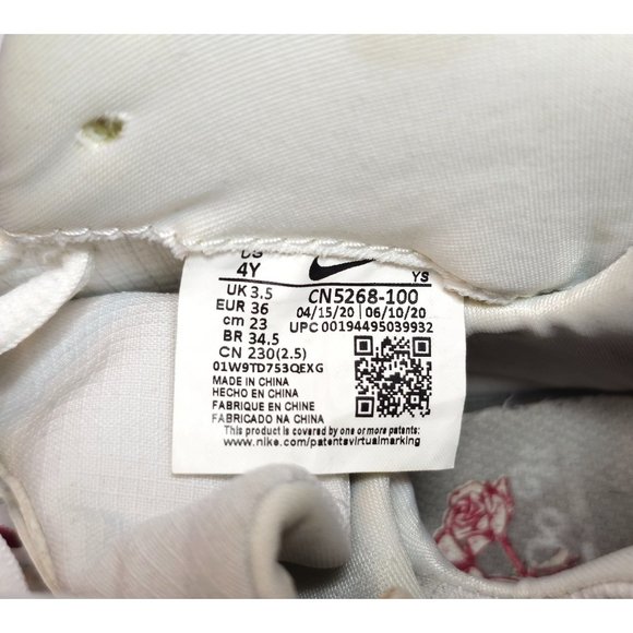 Nike White & Red Roses Little Posite One Thank You Mid-Top Sneakers 4Y W5.5 M4 - Picture 11 of 11